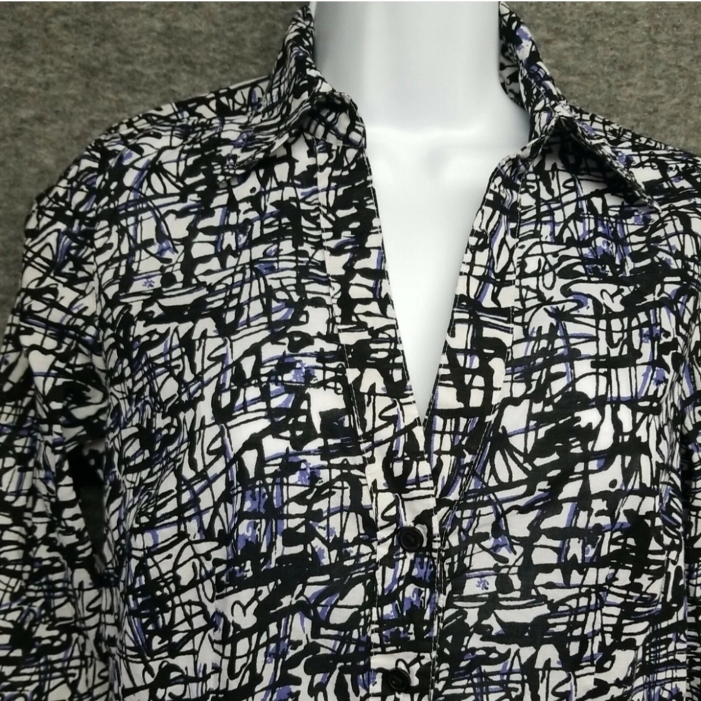 ANN Taylor Collared Blouse Women's Size 4 Button Front Lightweight 100% Cotton